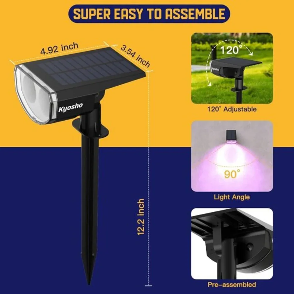 Solar Color Spot‎ Lights Outdoor 9 Lighting Modes Halloween Christmas 38 LED